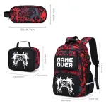 Mochilas Escolares 3 En 1 Cartuchera Lonchera Game Over Nene