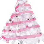 Árbol De Navidad Blanco Montañes Deluxe 1.5mts + Kit Rosa