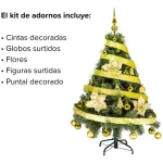 Arbolito Navidad Tronador De Lujo 1,20m Kit 30 Adornos Oro