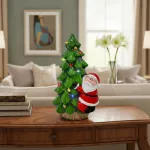 Adorno Ceramica Arbol De Navidad Papa Noel 23cm + Luz Deco