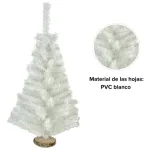 Arbol De Navidad Blanco Mini Arbolito 0,80mts Base De Tronco Natural
