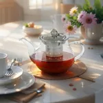 Tetera Vidrio Infusor Filtro Tapa Acero 450ml Té Hebras