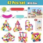 Juego De Bloques Magnéticos Para Armar X42 Piezas Educativo Didáctico Infantil Con Barras Y Esferas Imanes 3d Construcción Creativa Regalo Niños Y Niñas Levys Bazar