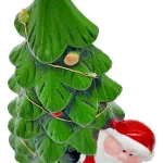 Adorno Ceramica Arbol De Navidad Papa Noel 23cm + Luz Deco Luces Amarillo