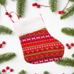 Bota Navideña Tejida Decoracion Navidad Adorno X1 Rojo