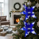 Flor 25cm Azul Arbol De Navidad Adornos Decoracion X4u