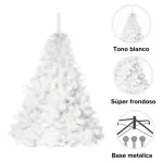 Arbol De Navidad Extra Lujo Patagonia Blanco 1,30 Mts Con Base Metálica