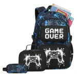 Mochilas Escolares 3 En 1 Cartuchera Lonchera Game Over Nene