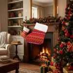 Bota Navideña Tejida Decoracion Navidad Adorno X1 Rojo