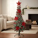 Arbol De Navidad Decorado Slim Nevado 1,50m + Kit Decoracion