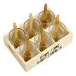 Set X6 Copetineros De Vidrio Y Madera Con Cucharitas
