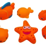 Set Animales De Goma Muñecos Para Jugar En La Bañera Color Naranja