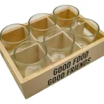 Set X6 Copetineros De Vidrio Y Madera Con Cucharitas