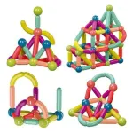 Juego De Bloques Magnéticos Para Armar X42 Piezas Educativo Didáctico Infantil Con Barras Y Esferas Imanes 3d Construcción Creativa Regalo Niños Y Niñas Levys Bazar