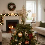 Estrella Puntal Dorado Alambre 22cm Para Arbol De Navidad 