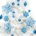 Arbol Navidad Tronador Slim Blanco 1,50mt + Kit 31 Deco Azul
