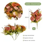Ramo Crisantemos Flores Artificiales 30cm Decoración X1