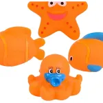 Set Animales De Goma Muñecos Para Jugar En La Bañera Color Naranja