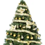 Arbolito Navidad Montañes Deluxe 1.50mt + Decoración Oro