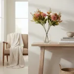 Ramo Crisantemos Flores Artificiales 30cm Decoración X1