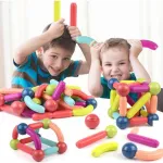 Juego De Bloques Magnéticos Para Armar X42 Piezas Educativo Didáctico Infantil Con Barras Y Esferas Imanes 3d Construcción Creativa Regalo Niños Y Niñas Levys Bazar