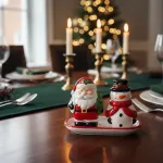 Juego De Salero Y Porta Escarbadientes Ceramica Navideño