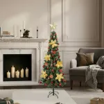 Arbol De Navidad Decorado Slim Verde 1,50mt + Kit Decoracion
