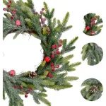 Corona Navideña Nevada Decorada Adornos Navidad 60cm Color Verde