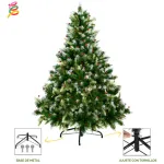 Arbol De Navidad Pino Natural Nevado Con Berry 1.80mts