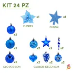 Arbol Navidad Tronador Slim Blanco 1,20mt + Kit 24 Deco Azul
