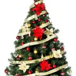 Árbol De Navidad Montañes Deluxe 1.80mts Decorado Rojo Oro