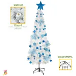 Arbol Navidad Tronador Slim Blanco 1,80mt + Kit 41 Deco Azul