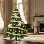 Arbolito Navidad Montañes Deluxe 1.50mt + Decoración Oro