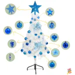 Arbol Navidad Tronador Slim Blanco 1,20mt + Kit 24 Deco Azul
