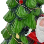 Adorno Ceramica Arbol De Navidad Papa Noel 23cm + Luz Deco Luces Amarillo