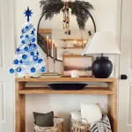 Arbolito De Navidad Blanco 80cm Con Adornos 30 Piezas Azul