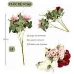 Ramo De Rosas Flores Artificiales 35cm Decoración X1
