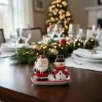 Juego De Salero Y Porta Escarbadientes Ceramica Navideño