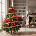 Arbol Navidad Montañes Deluxe 1.50mts Con Adornos Rojo Deco