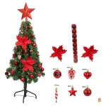 Arbol Navidad Tronador Slim Verde 1,20mt + Kit Decoracion