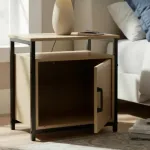 Mesa De Luz Noche Chica Mesita Moderna Mdf Hierro 54cm