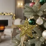 Adorno Navideño Estrella Colgante X4 Decoración Para Arbol