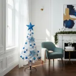 Arbol Navidad Tronador Slim Blanco 1,20mt + Kit 24 Deco Azul