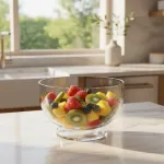 Bowl Vidrio Ensaladera Recipiente Con Base De Madera 16cm