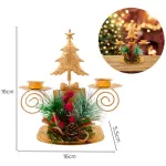 Candelabro Porta Velas X2 Decorativos Navidad 17cm Color Dorado