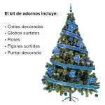 Arbol De Navidad Tronador Lujo 2,10mts Pino Decorado Azul Color Verde