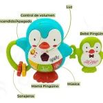 Sonajero Musical Bebe Pingüinos Con Luz Y Sonidos Jyf Toys Color Verde Oscuro