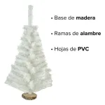 Arbol De Navidad Blanco Mini Arbolito 0,80mts Base De Tronco Natural