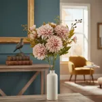 Ramo Crisantemos Flores Artificiales 30cm Decoración X1
