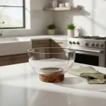 Bowl Vidrio Ensaladera Recipiente Con Base De Madera 16cm